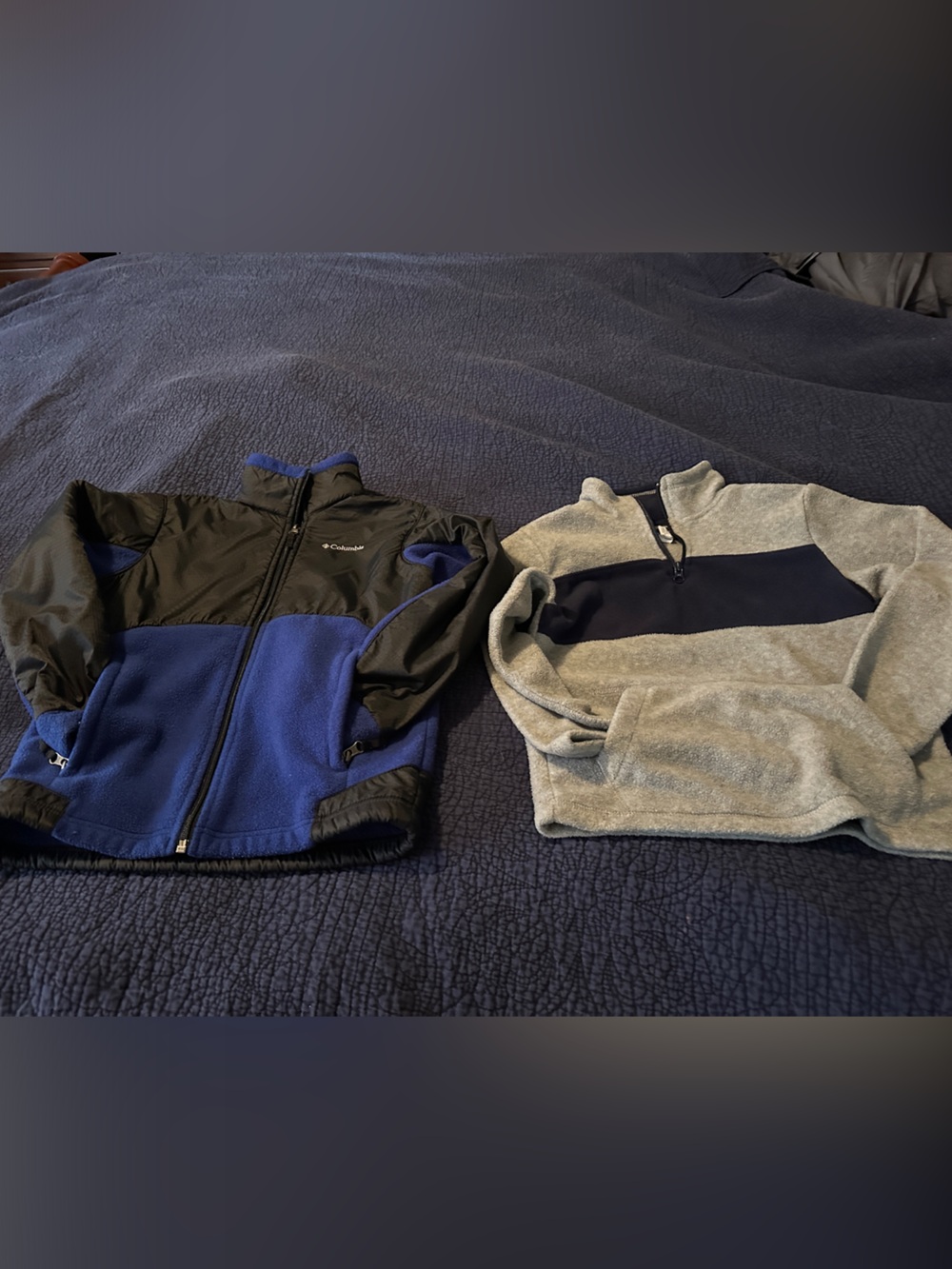 Columbia Blue and Black Fleece Jacket with Zip Pockets